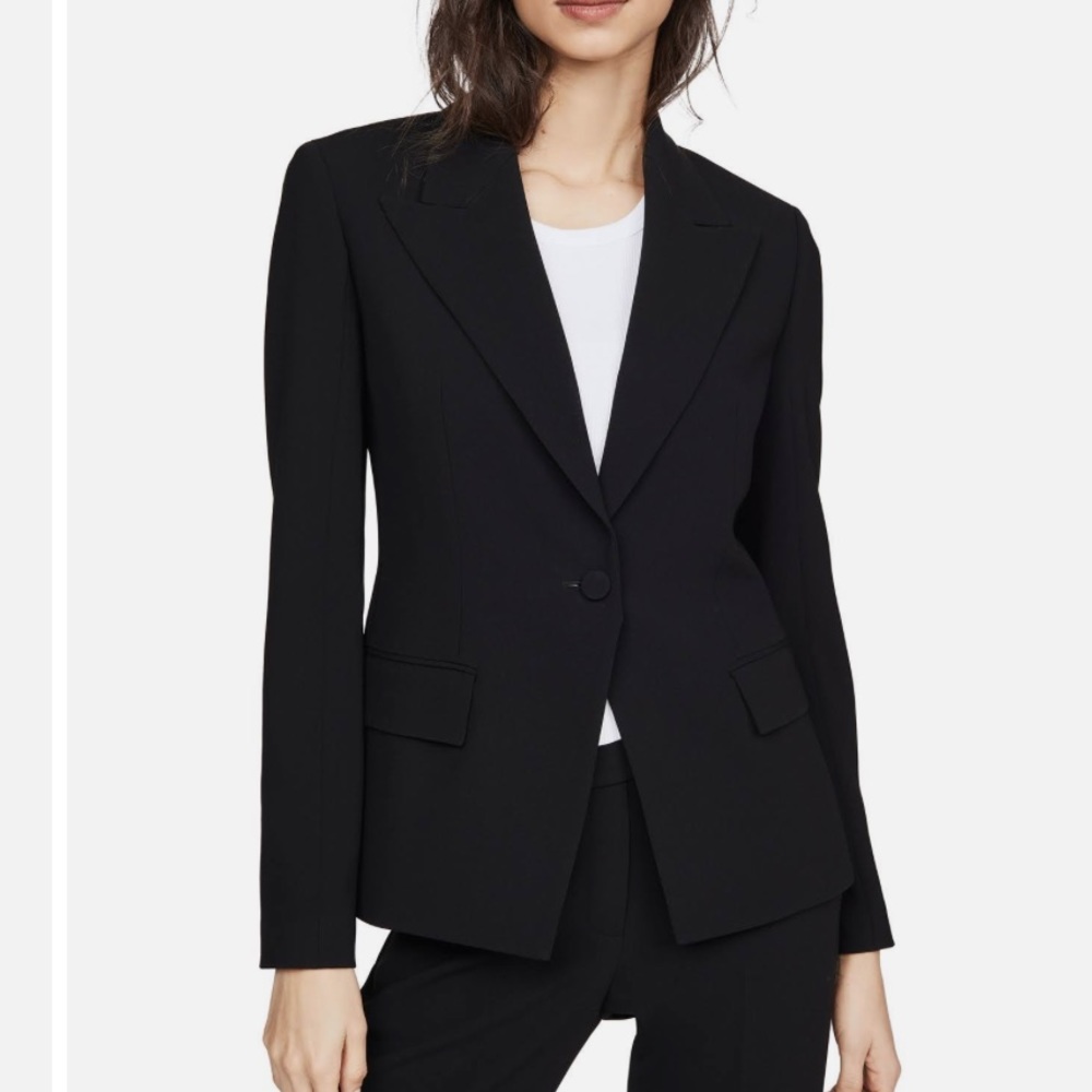 Theory angled blazer in admiral crepe black size 2